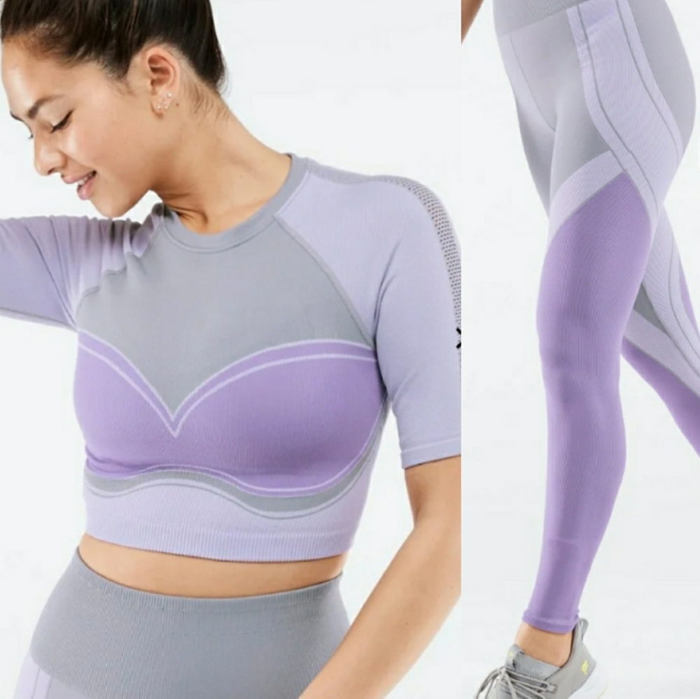 Fabletics 2pc set seamless crop top / leggings XL